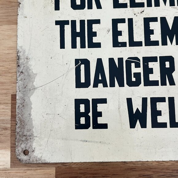 Vtg Safety First Tin Metal Sign Eliminating Danger Industrial Work Advertising - Picture 2 of 7